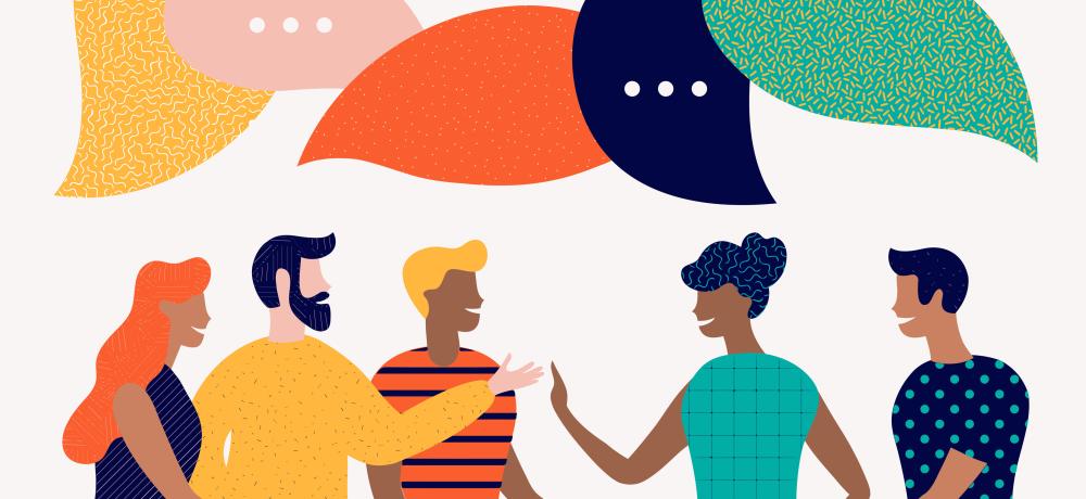 illustration över personer som samtalar